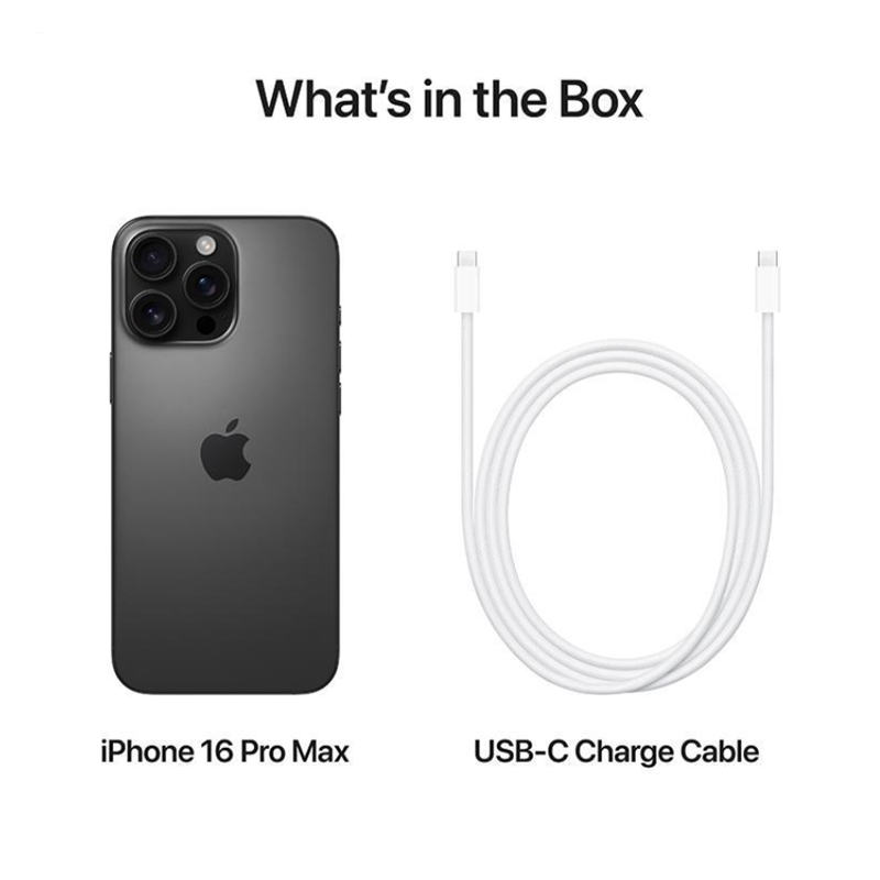 هاتف iPhone 16 Pro Max الأسود بسعة تخزين كبيرة