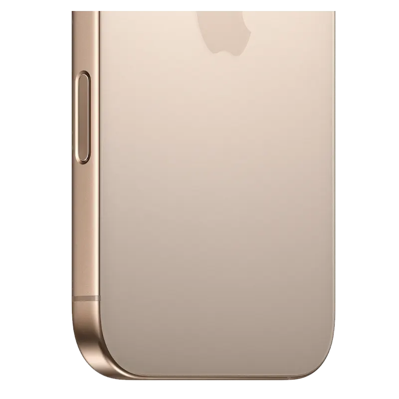 Rear view of iPhone 16 Pro with elegant Desert Titanium color